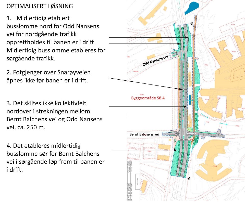 Kart som viser løsningsforslag for gaten.