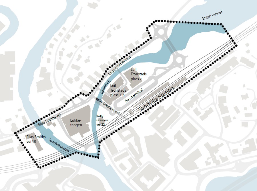 Planavgrensning Sandvika sentrum nord