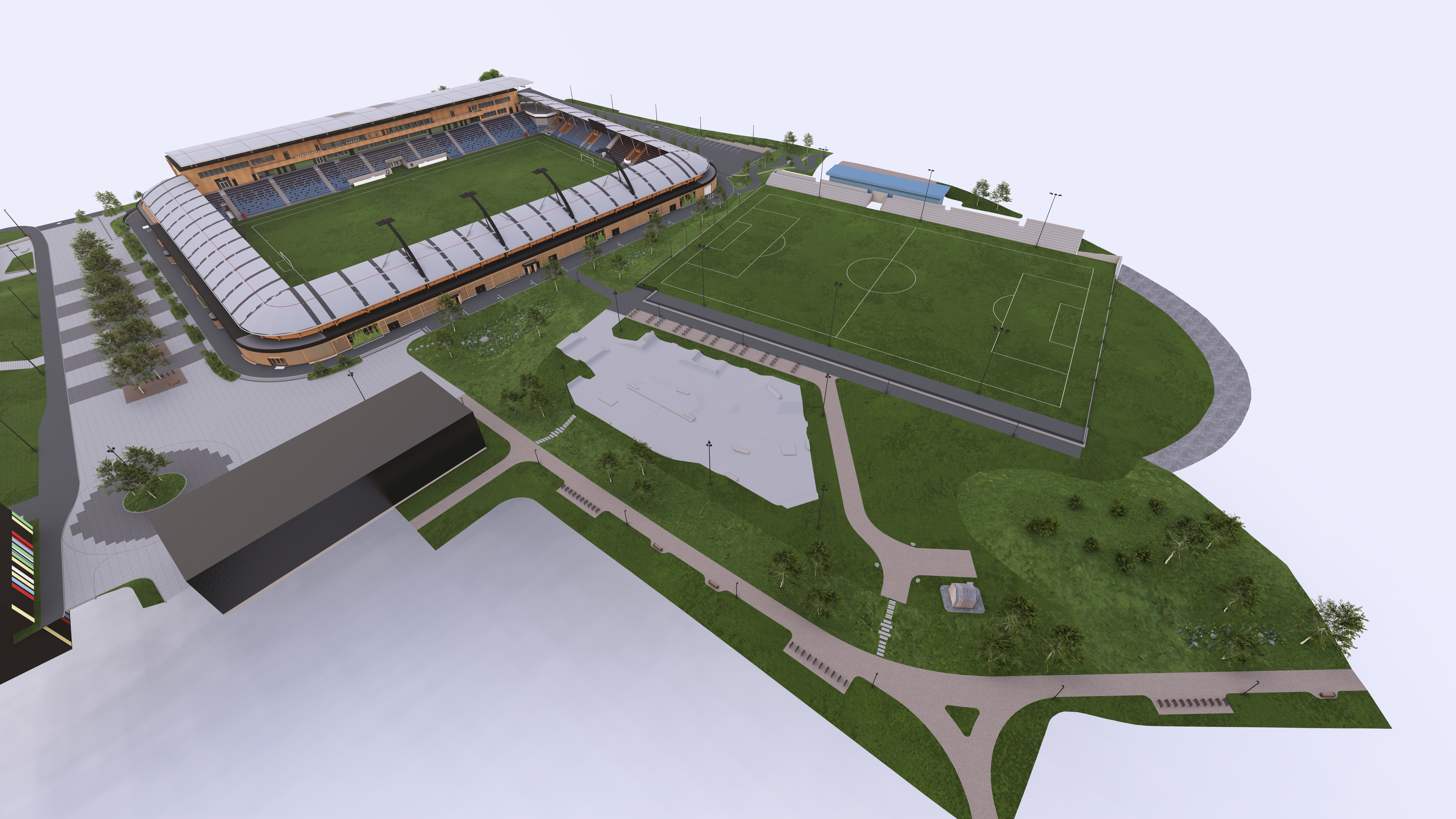 3D illustrasjon av Nye Nadderud idrettspark